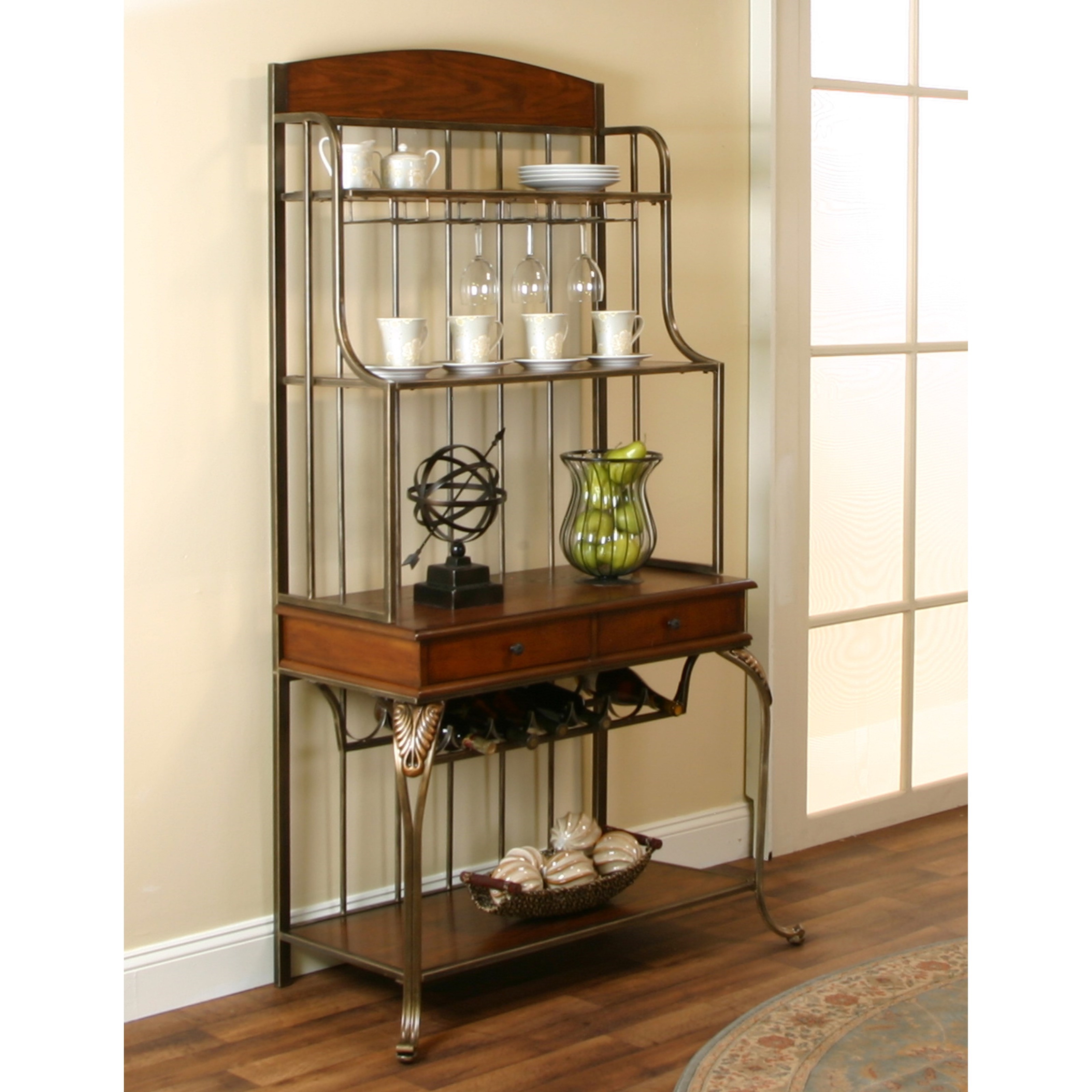 Metal bakers rack cherry & bronze outlet